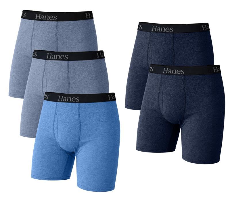 Hanes mens Underwear Boxer Briefs Pack, Cool & Breathable Cotton Moisture-wicking Underwear for Men, No Ride Up