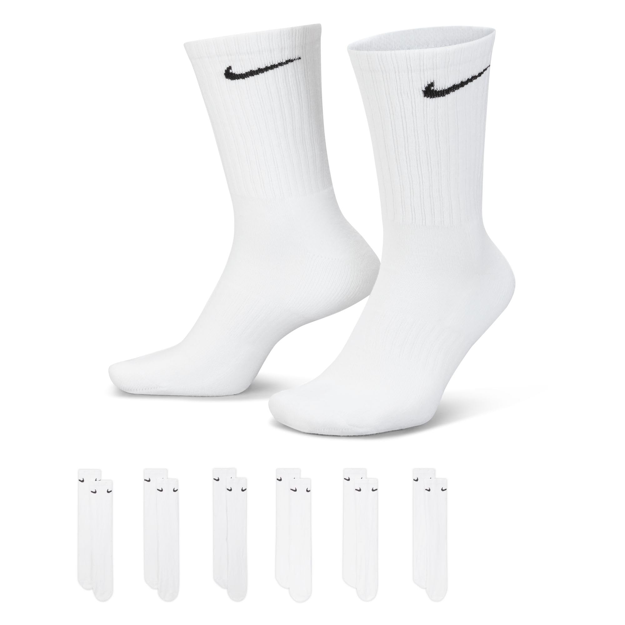 Nike Unisex Adult Everyday Cushioned Training Crew Socks (6-Pack) | Mens and Womens