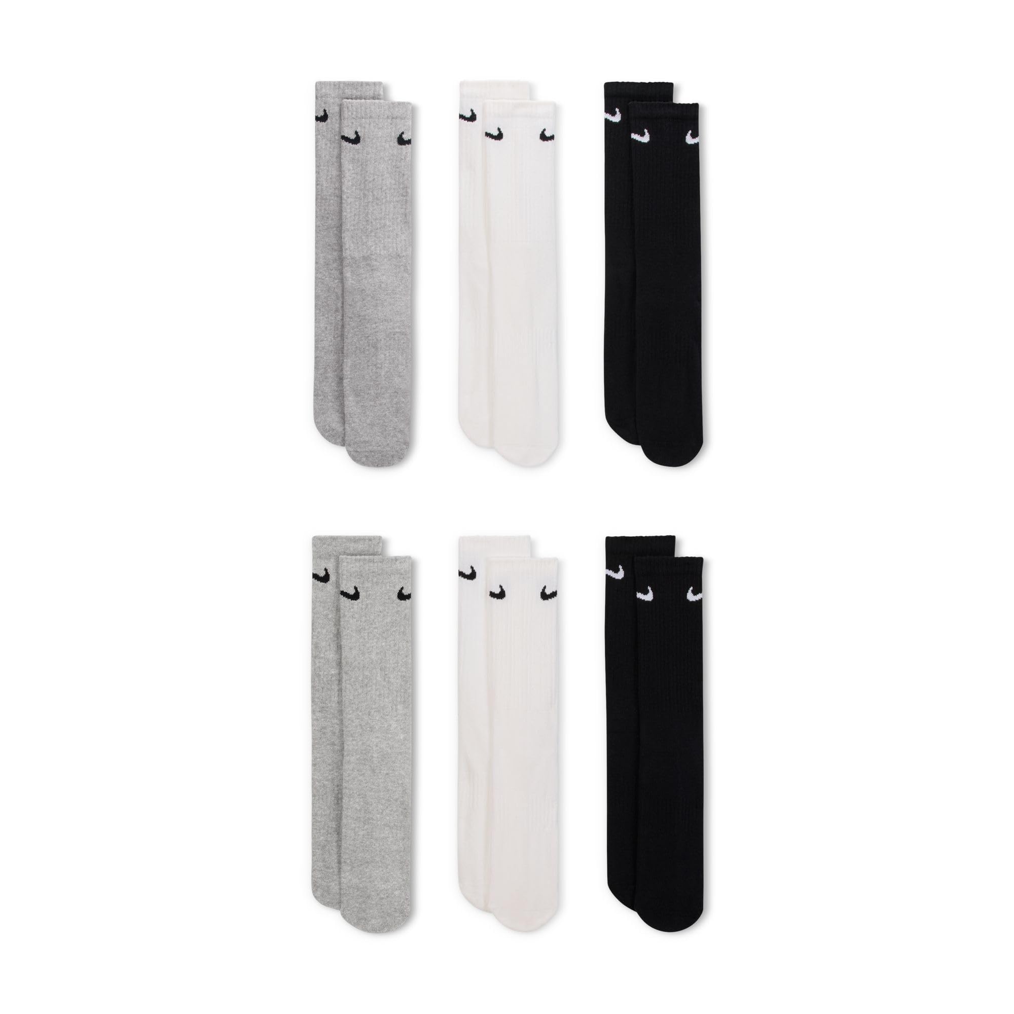 Nike Unisex Adult Everyday Cushioned Training Crew Socks (6-Pack) | Mens and Womens