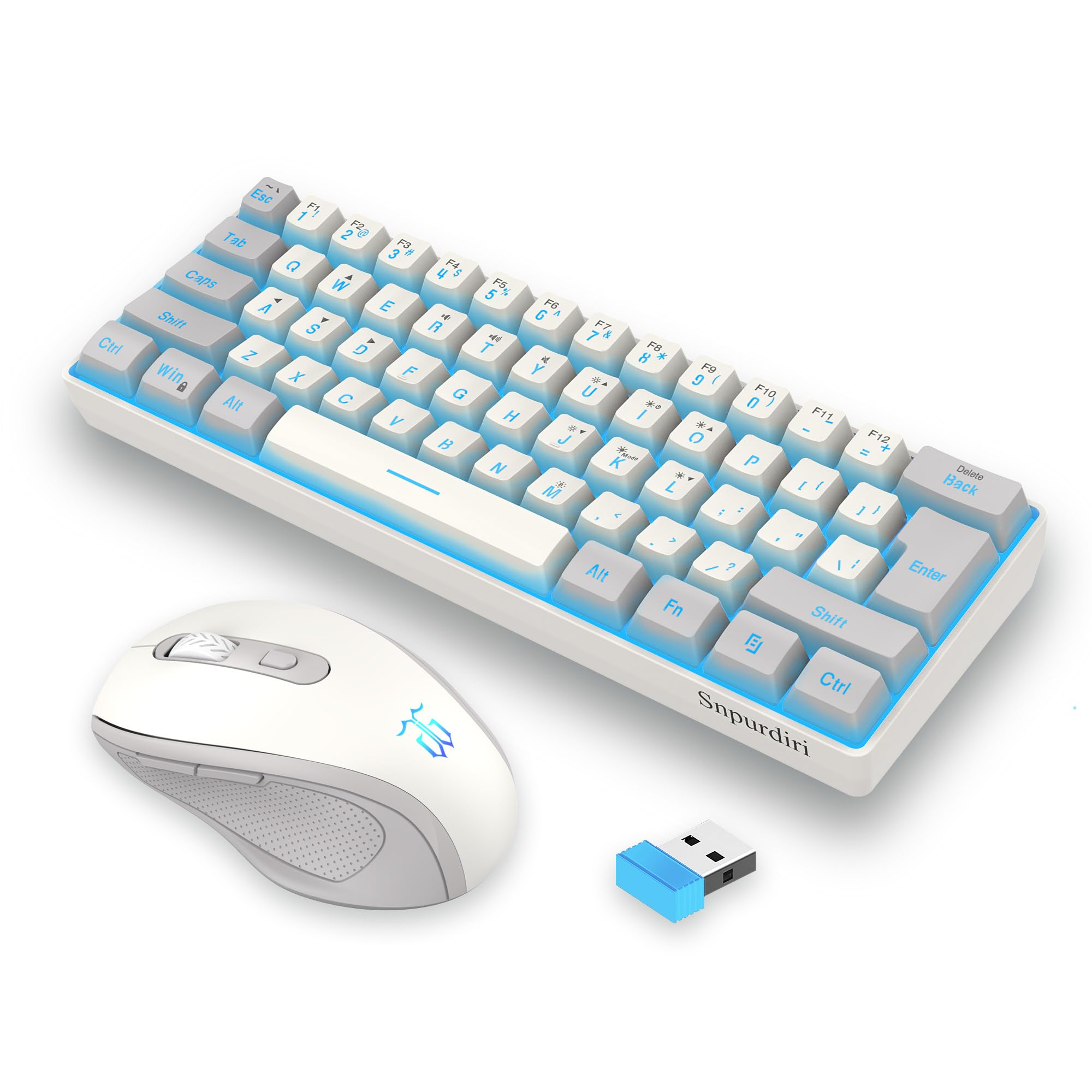 Snpurdiri 2.4G Wireless Gaming Keyboard and Mouse Combo, Include Mini 60% Merchanical Feel Keyboard, Ergonomic Vertical Feel Small Wireless Mouse(Red and Black)