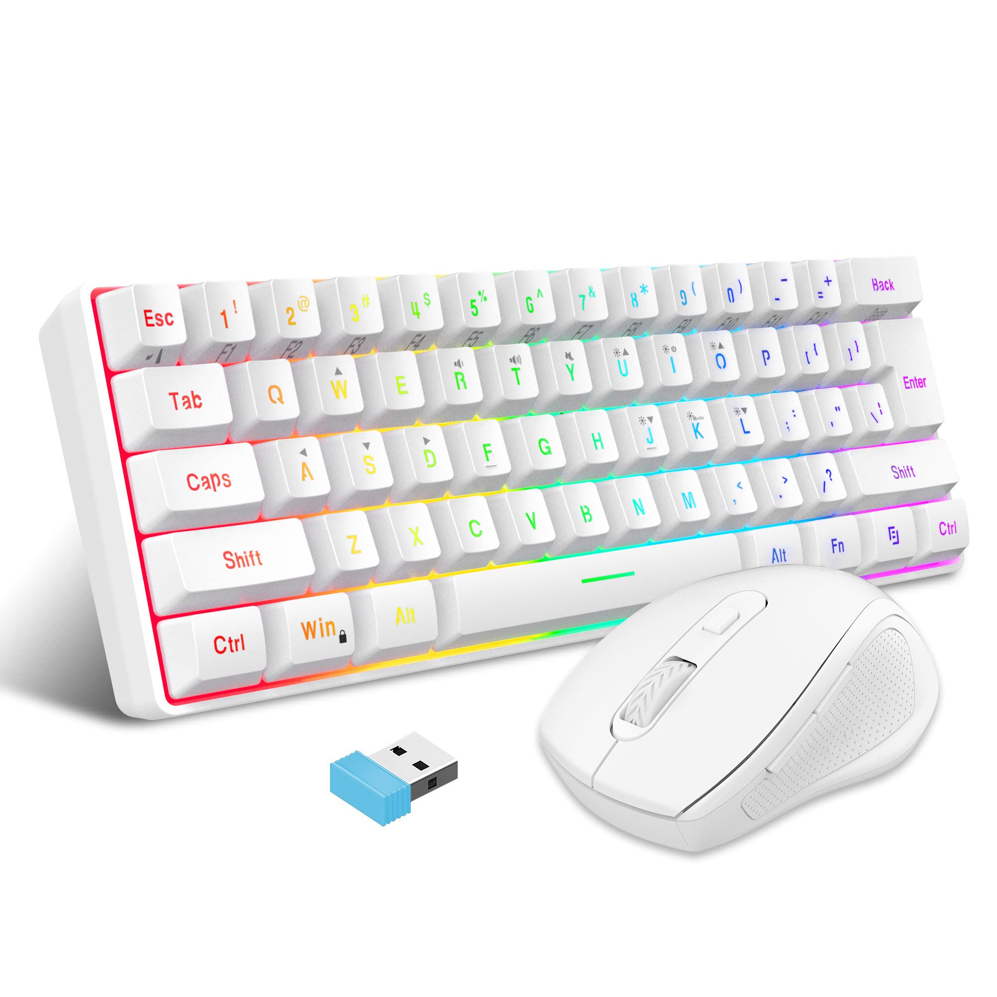 Snpurdiri 2.4G Wireless Gaming Keyboard and Mouse Combo, Include Mini 60% Merchanical Feel Keyboard, Ergonomic Vertical Feel Small Wireless Mouse(Red and Black)