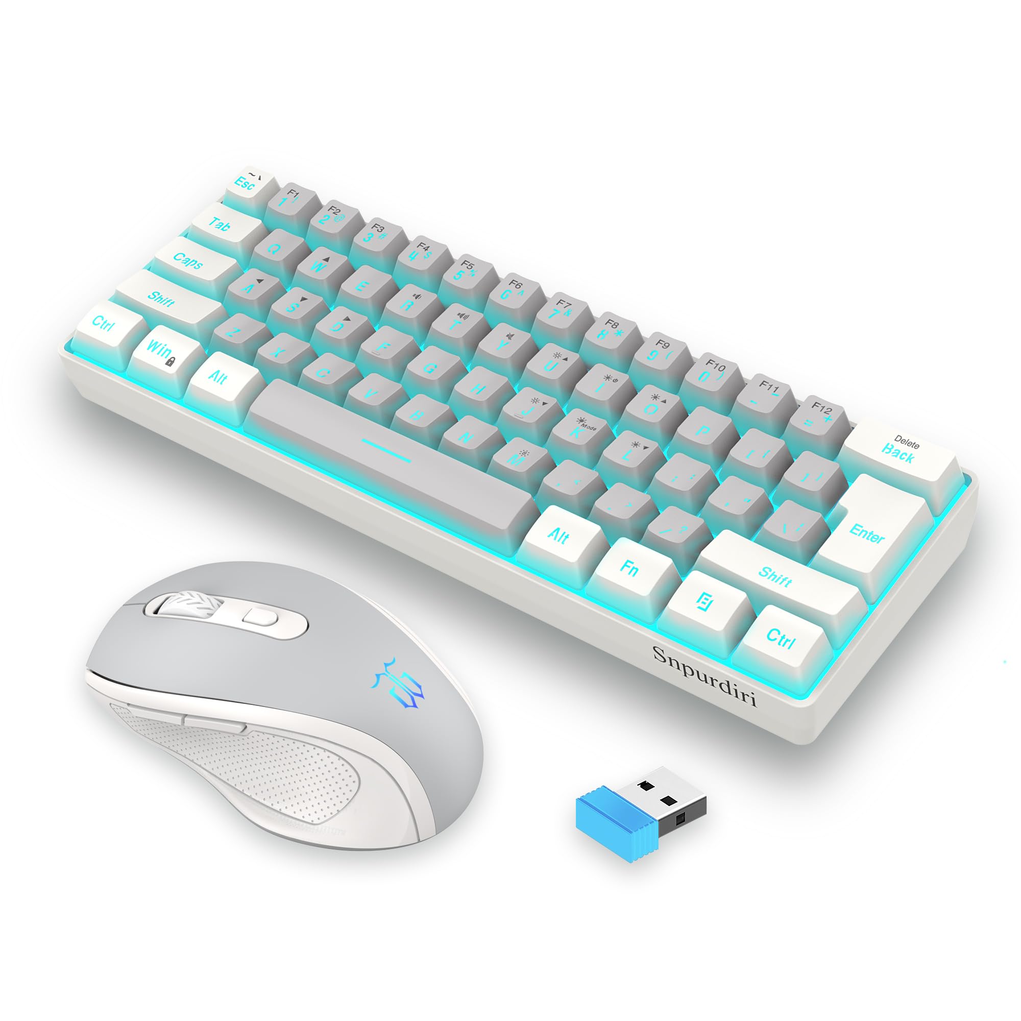 Snpurdiri 2.4G Wireless Gaming Keyboard and Mouse Combo, Include Mini 60% Merchanical Feel Keyboard, Ergonomic Vertical Feel Small Wireless Mouse(Red and Black)