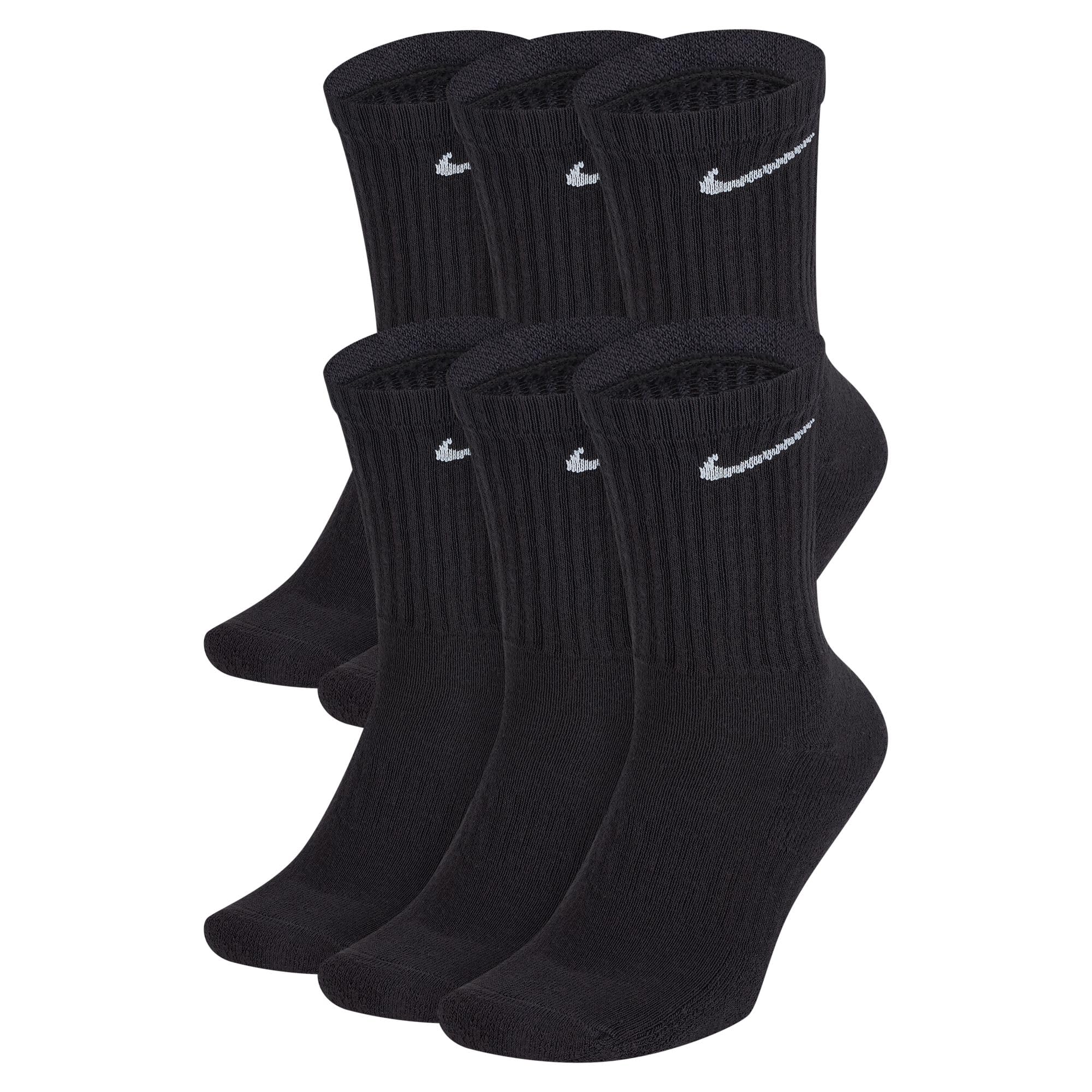 Nike Unisex Adult Everyday Cushioned Training Crew Socks (6-Pack) | Mens and Womens