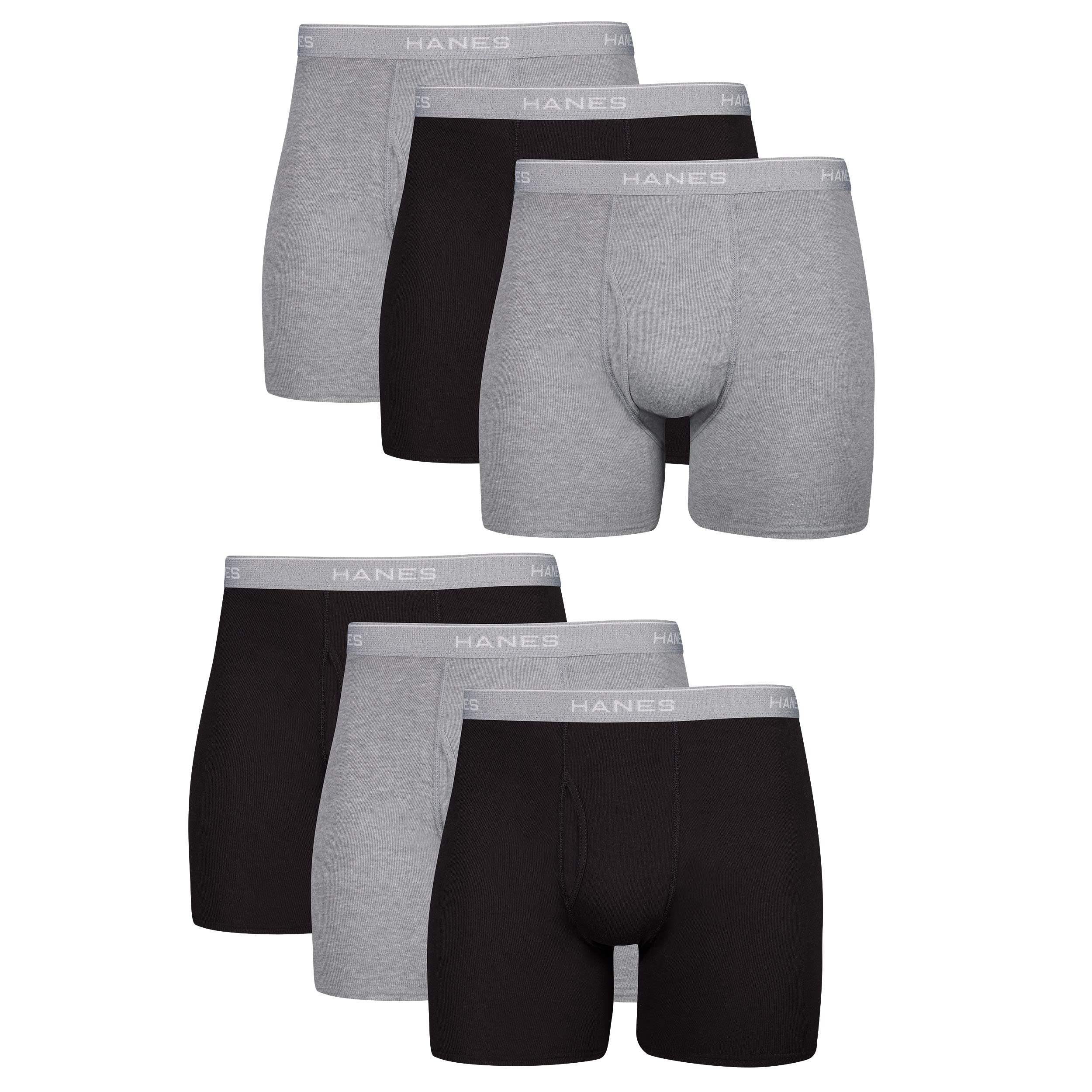 Hanes mens Underwear Boxer Briefs Pack, Cool & Breathable Cotton Moisture-wicking Underwear for Men, No Ride Up